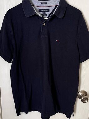 Tommy Hilfiger Men's Navy Stretch Custom Fit Polo Shirt Size Large